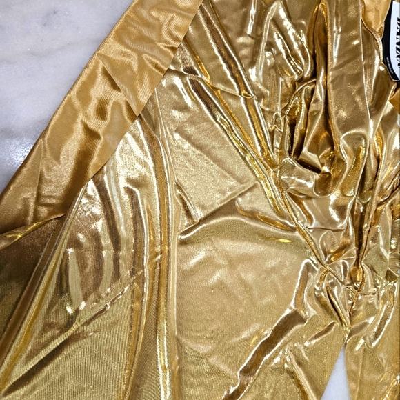 NEW Danzcue Asymmetrical Dance Sholder Dress, Size L-XL, Golden - Picture 4 of 11